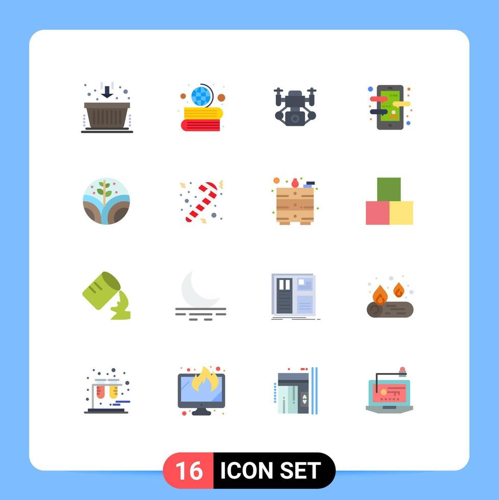 Universal Icon Symbols Group of 16 Modern Flat Colors of plant language app action language chat Editable Pack of Creative Vector Design Elements