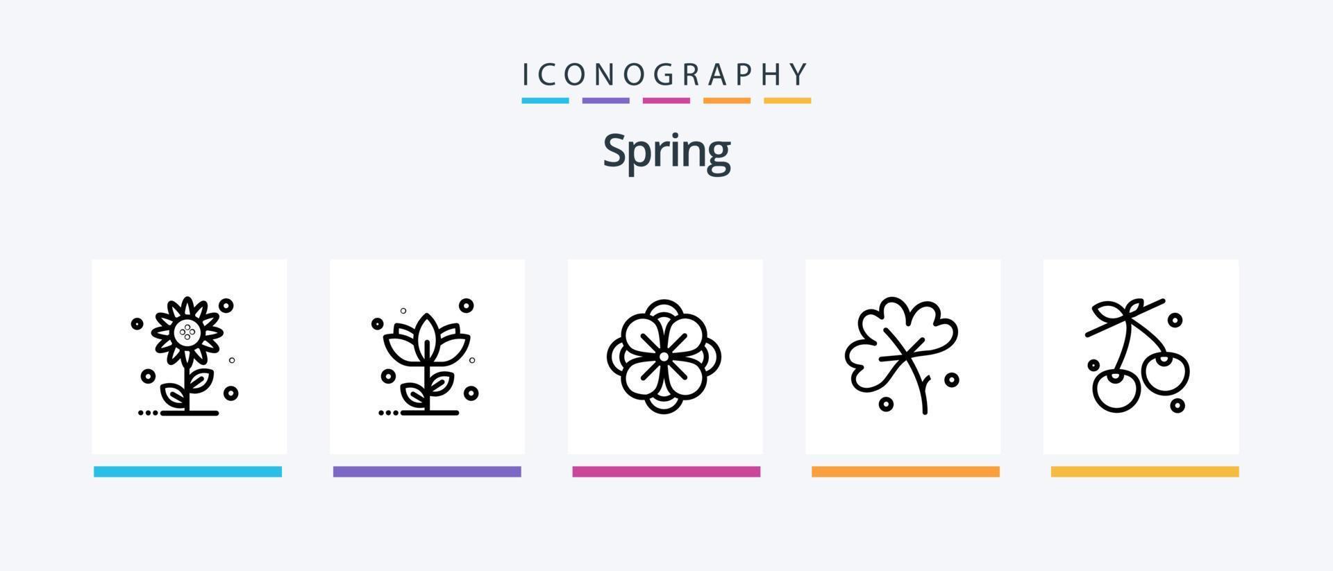 Spring Line 5 Icon Pack Including egg. spring. berry. nature. sub flower. Creative Icons Design vector