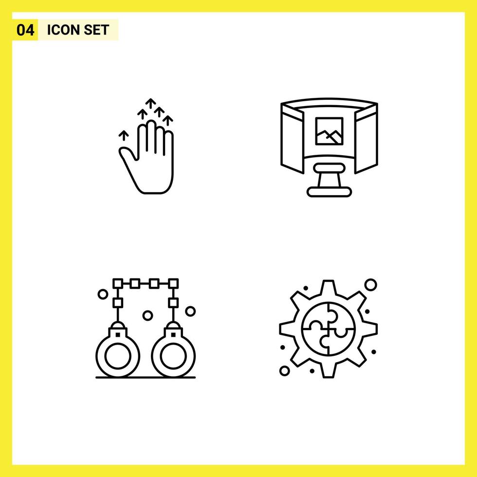 Mobile Interface Line Set of 4 Pictograms of gesture penalty future technology creative Editable Vector Design Elements