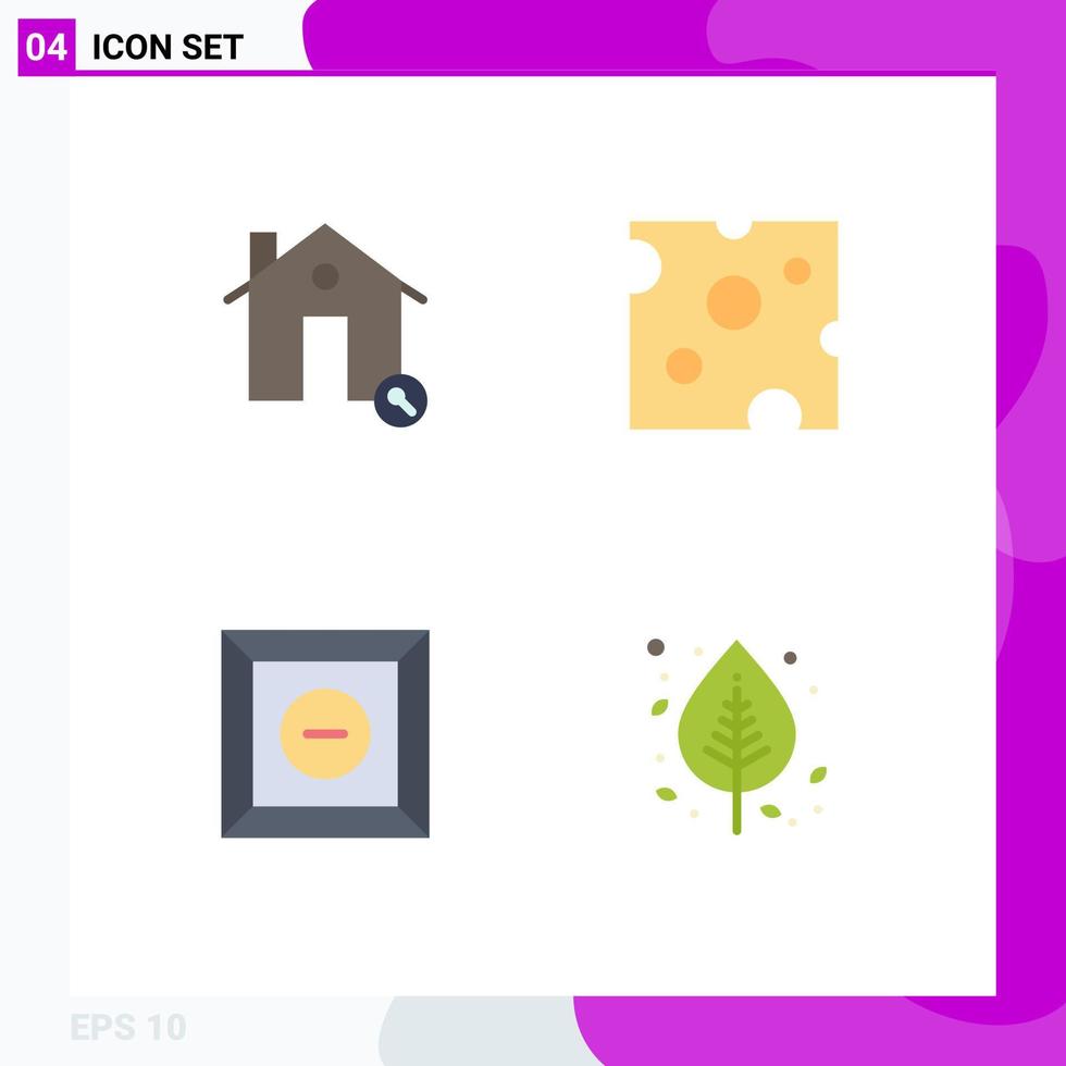 Set of 4 Modern UI Icons Symbols Signs for buildings box house drink product Editable Vector Design Elements