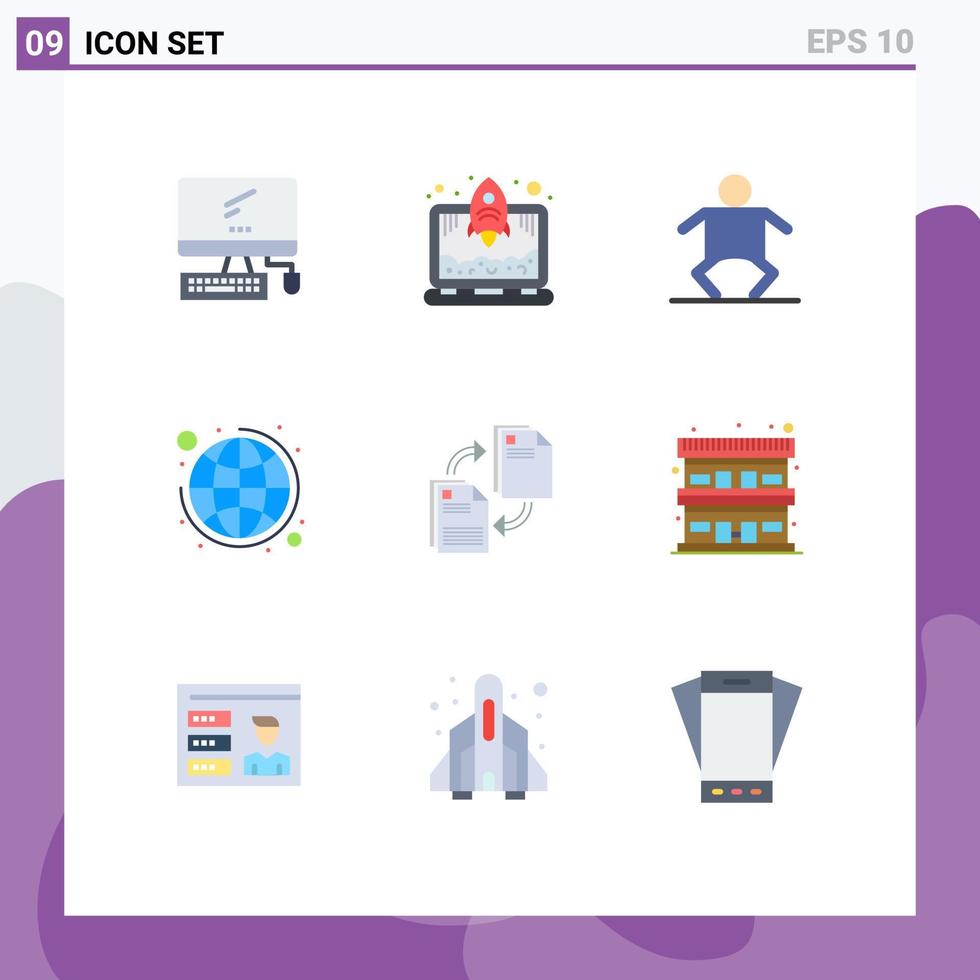 User Interface Pack of 9 Basic Flat Colors of file sharing baby strategy global business Editable Vector Design Elements