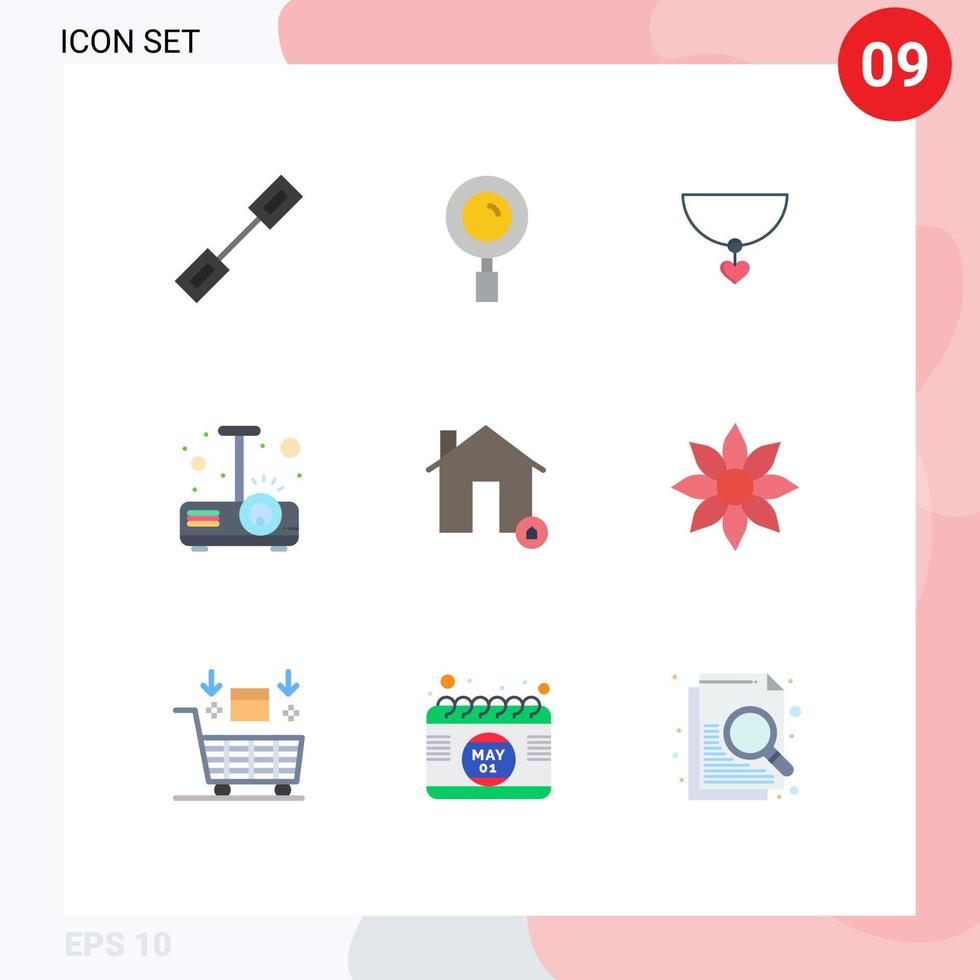 conjunto de 9 iconos de interfaz de usuario modernos símbolos signos para edificios de viviendas collar luz presentación elementos de diseño vectorial editables vector