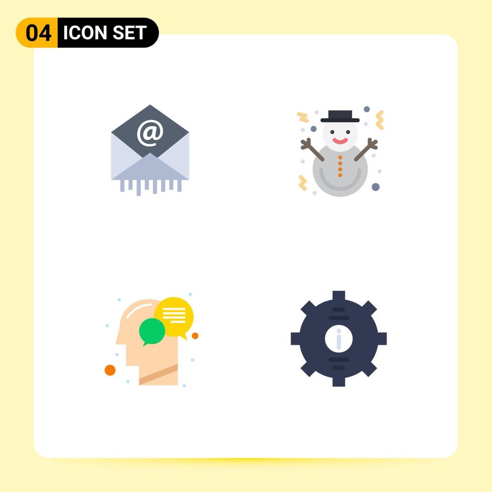 Modern Set of 4 Flat Icons and symbols such as e communication business snowman human Editable Vector Design Elements