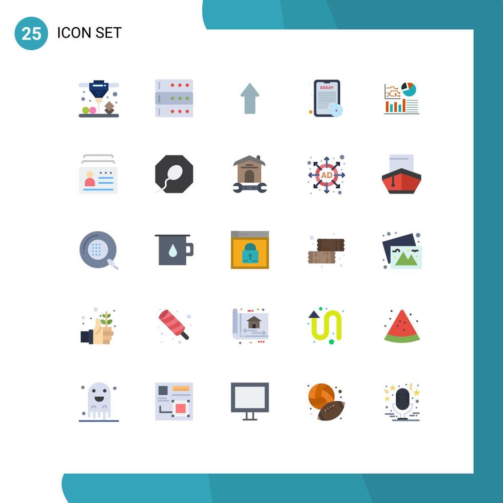 Mobile Interface Flat Color Set of 25 Pictograms of business success up graph tablet Editable Vector Design Elements