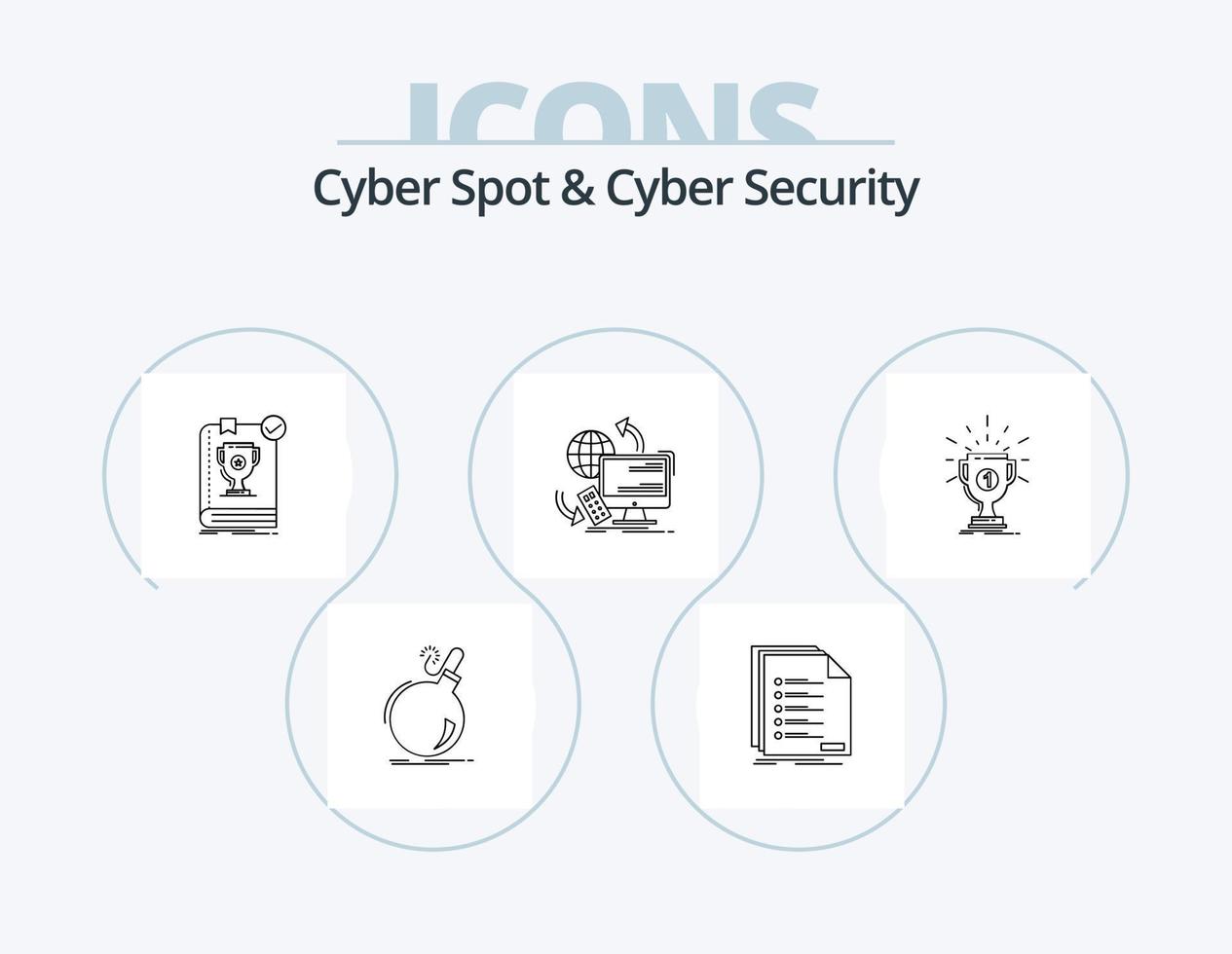 cyber spot y cyber security line icon pack 5 diseño de iconos. archivo. Puerta trasera. juez. registro. lista vector