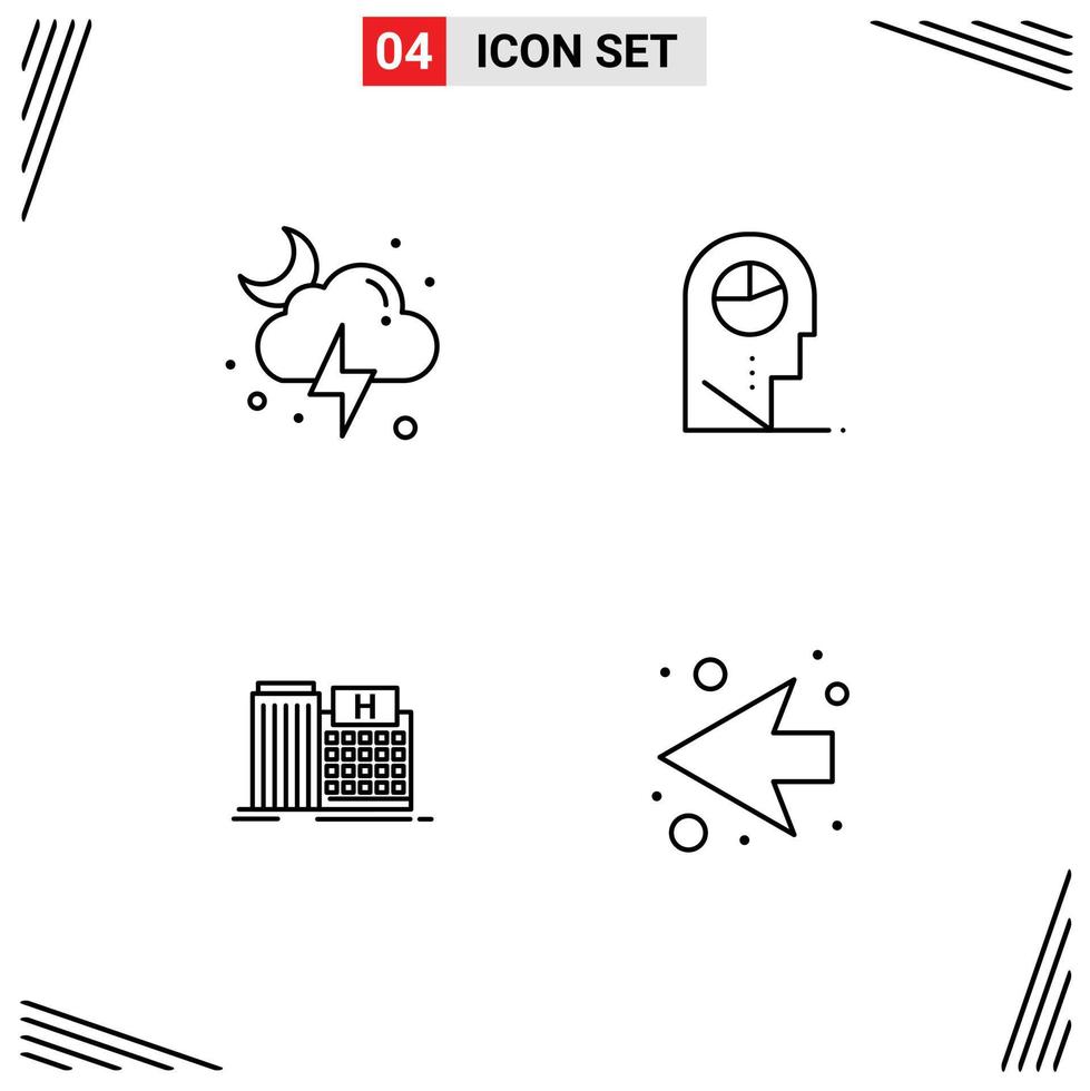 Stock Vector Icon Pack of 4 Line Signs and Symbols for cloud healthcare storm man building Editable Vector Design Elements