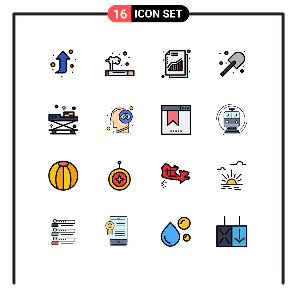Universal Icon Symbols Group of 16 Modern Flat Color Filled Lines of medical ambulance profit spade farming Editable Creative Vector Design Elements