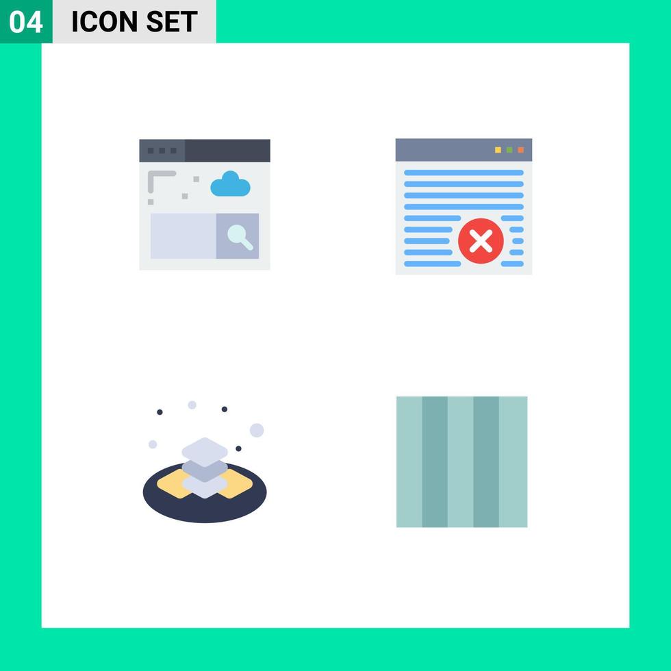 4 Thematic Vector Flat Icons and Editable Symbols of browser gift browser webpage grid Editable Vector Design Elements