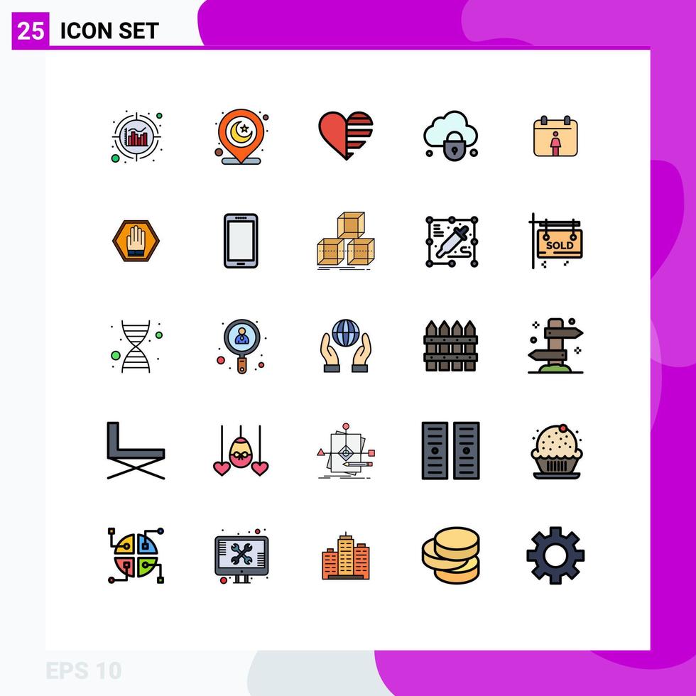 25 Creative Icons Modern Signs and Symbols of female security love lock internet Editable Vector Design Elements