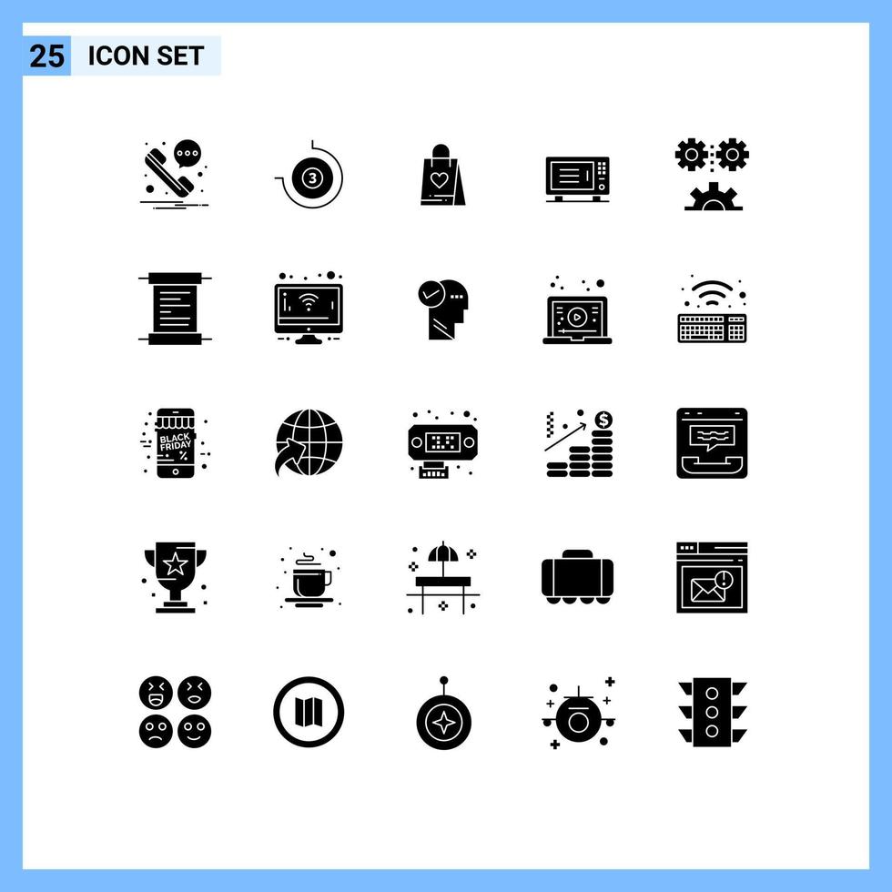 25 iconos creativos signos y símbolos modernos de ingeniería de mecanización regalo máquina de ciencia aplicada elementos de diseño vectorial editables vector