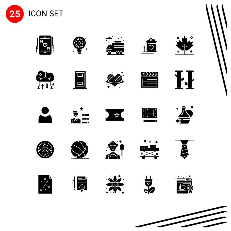 Pictogram Set of 25 Simple Solid Glyphs of thanksgiving hut city couple house Editable Vector Design Elements