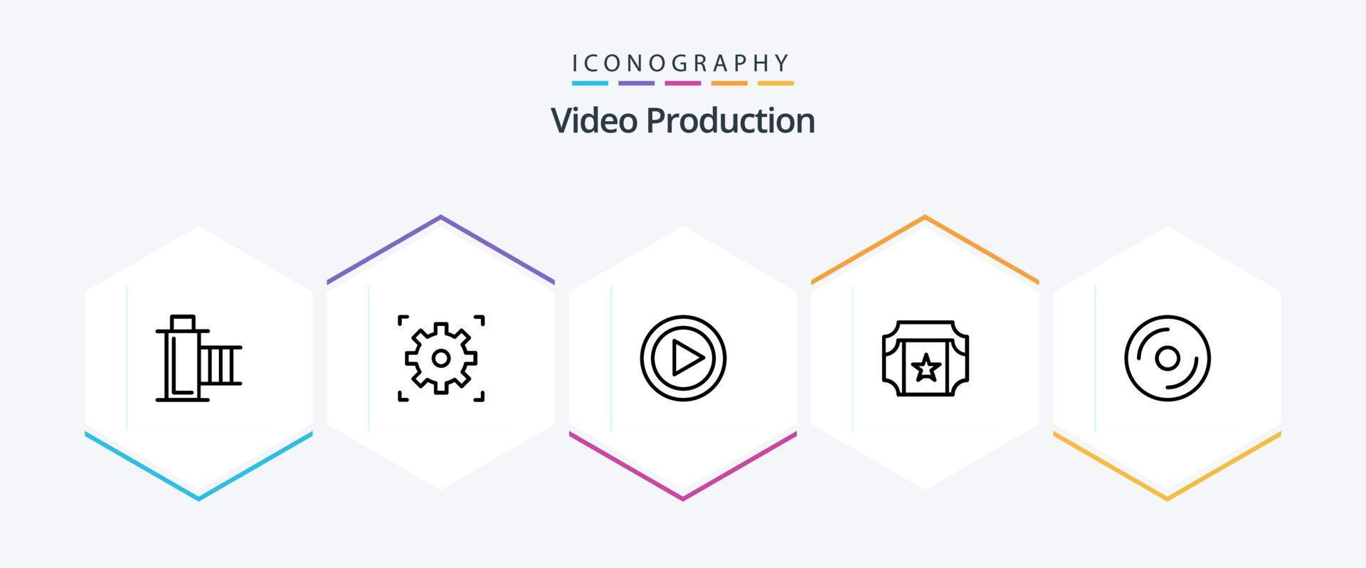 Video Production 25 Line icon pack including cinema . player. video . play . multimedia vector