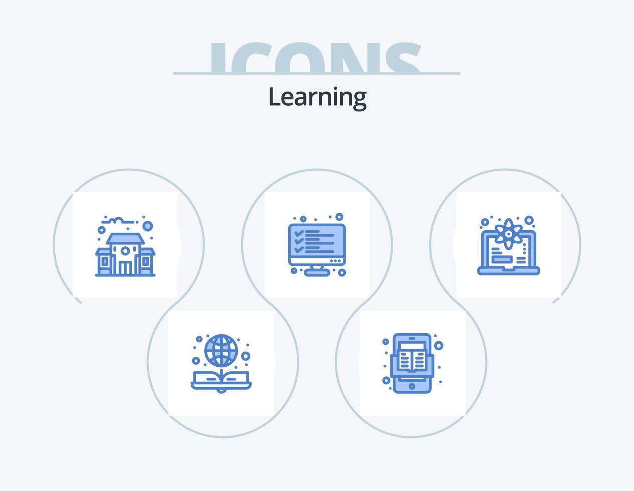 Learning Blue Icon Pack 5 Icon Design. degree. result. building. list. computer vector