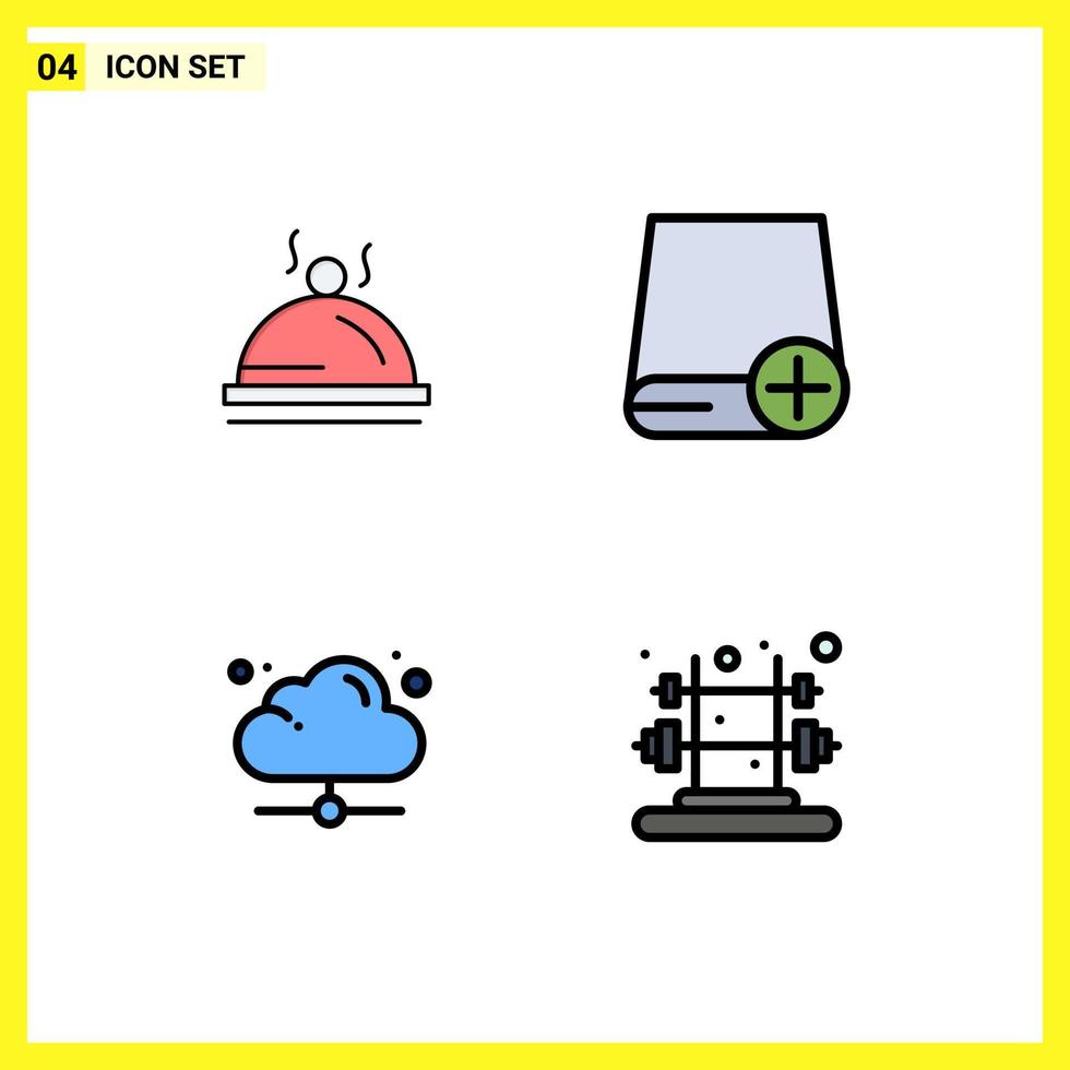 4 iconos creativos signos y símbolos modernos de los dispositivos de servicio en la nube del hotel comparten elementos de diseño vectorial editables vector