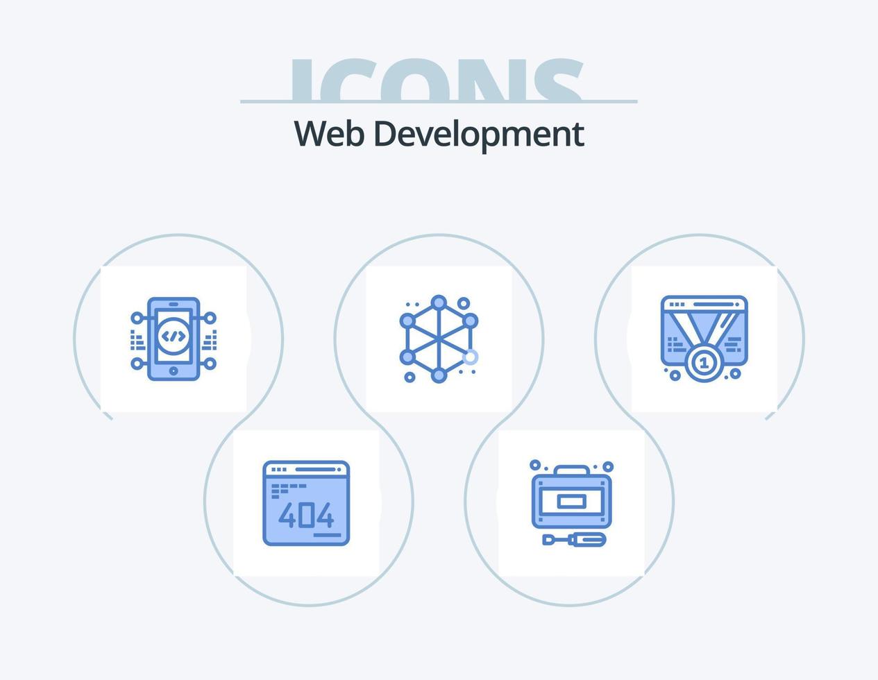 Web Development Blue Icon Pack 5 Icon Design. badge. server. service. data. web vector