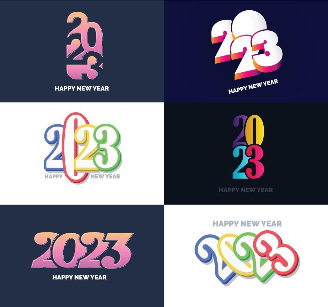 Big Collection of 2023 Happy New Year symbols Cover of business diary for 2023 with wishes vector