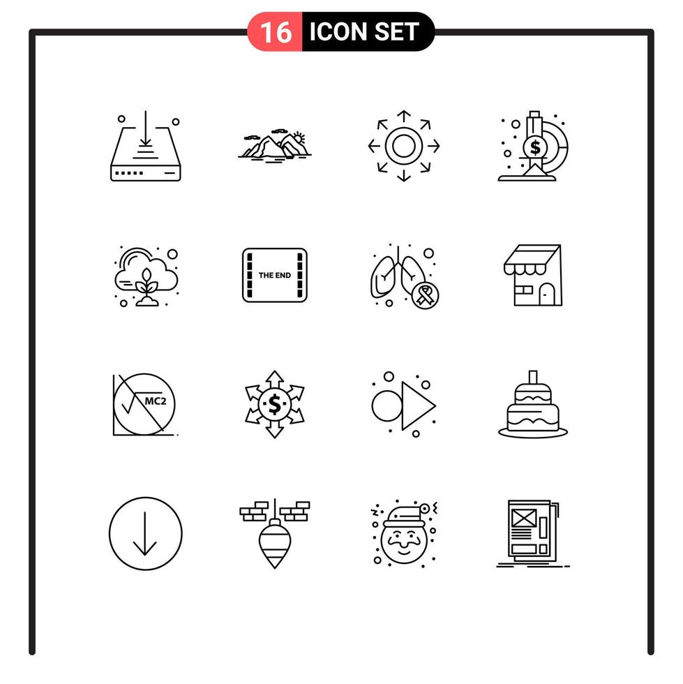 16 Creative Icons Modern Signs and Symbols of zero research fund evening microscope arrow Editable Vector Design Elements