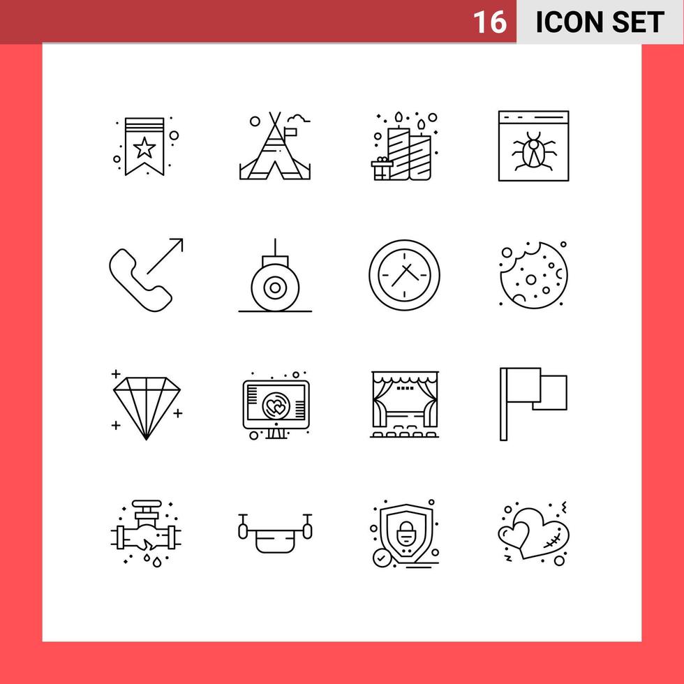 16 Creative Icons Modern Signs and Symbols of call develop birthday bug app Editable Vector Design Elements