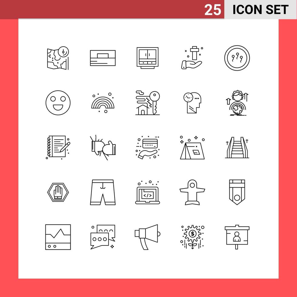 Universal Icon Symbols Group of 25 Modern Lines of celebration storage wallet office files Editable Vector Design Elements