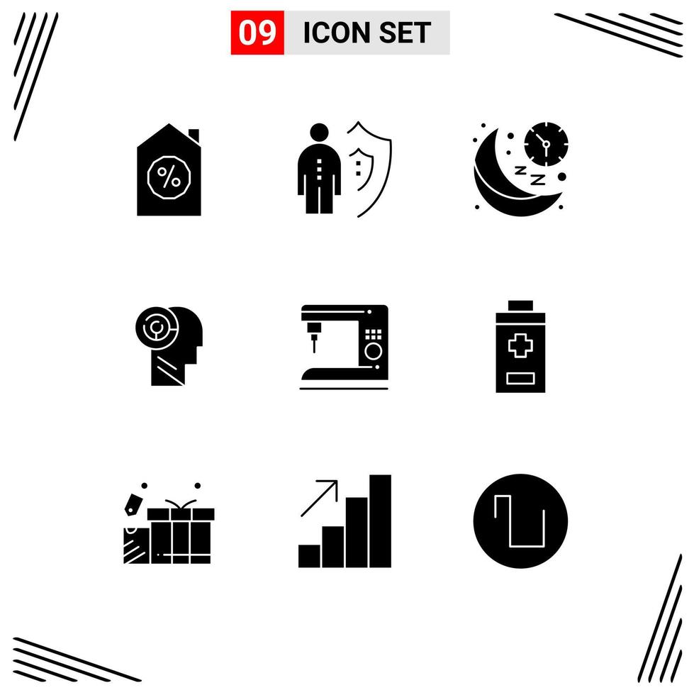 conjunto de 9 iconos de interfaz de usuario modernos signos de símbolos para juegos de reloj de mente de café elementos de diseño de vector editables de tiempo