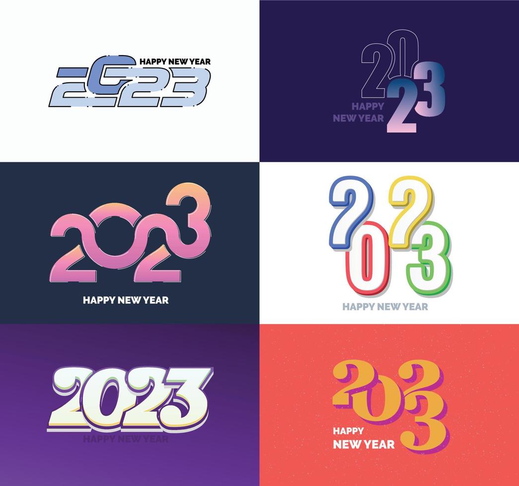 Big Collection of 2023 Happy New Year symbols Cover of business diary for 2023 with wishes vector