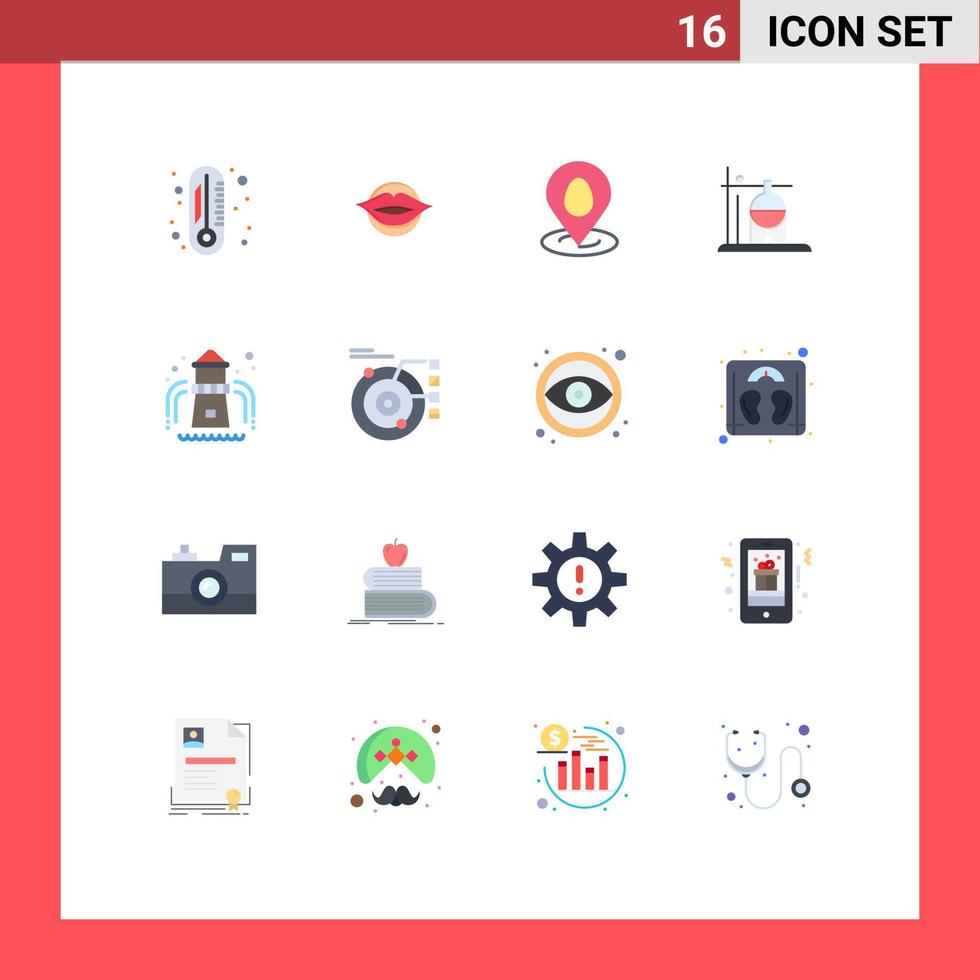 Pack of 16 creative Flat Colors of park transfusion location rehydration healthcare Editable Pack of Creative Vector Design Elements