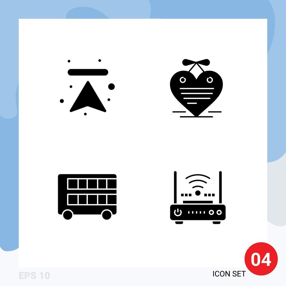 4 User Interface Solid Glyph Pack of modern Signs and Symbols of arrow decker upload calendar london Editable Vector Design Elements