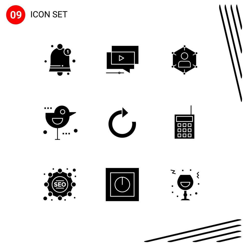 9 Universal Solid Glyphs Set for Web and Mobile Applications sparrow autumn connection user personal Editable Vector Design Elements