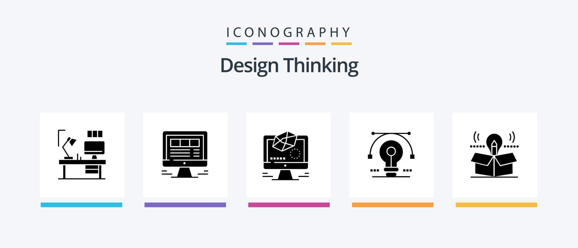 paquete de iconos de glifo 5 de pensamiento de diseño que incluye vector. idea. Internet. bulbo. modelado. diseño de iconos creativos vector
