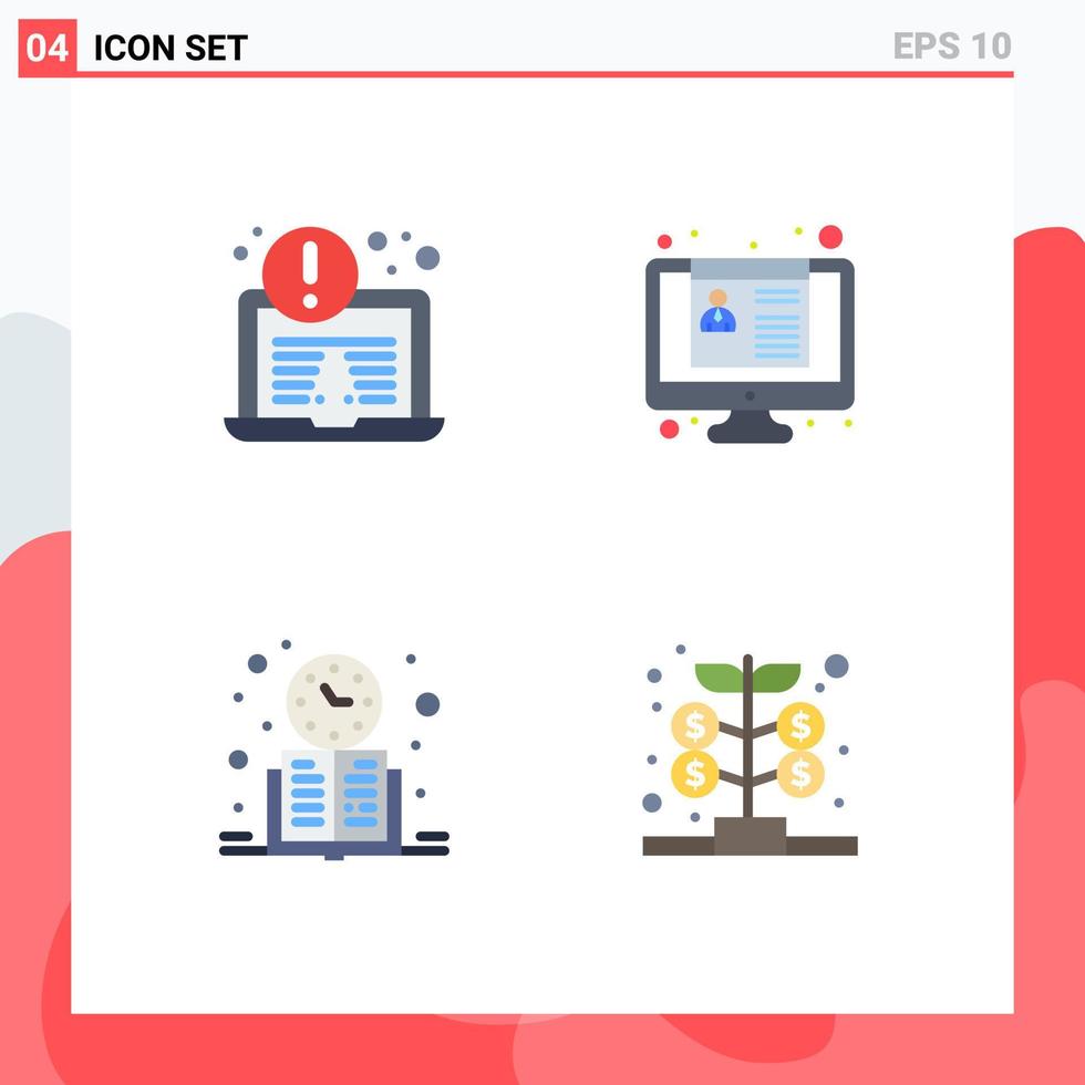 4 Flat Icon concept for Websites Mobile and Apps antivirus learning cv resume study time Editable Vector Design Elements
