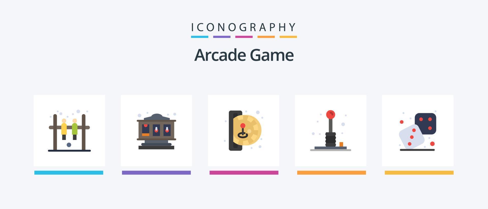 paquete de íconos arcade flat 5 que incluye juegos. competencia. juego. recreación. juegos. diseño de iconos creativos vector