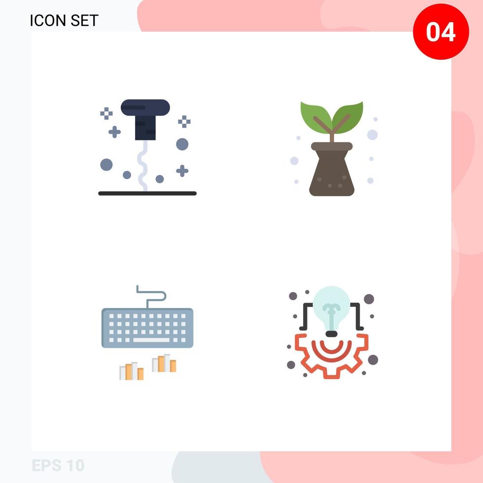 4 Creative Icons Modern Signs and Symbols of bottle type opened plant bulb Editable Vector Design Elements