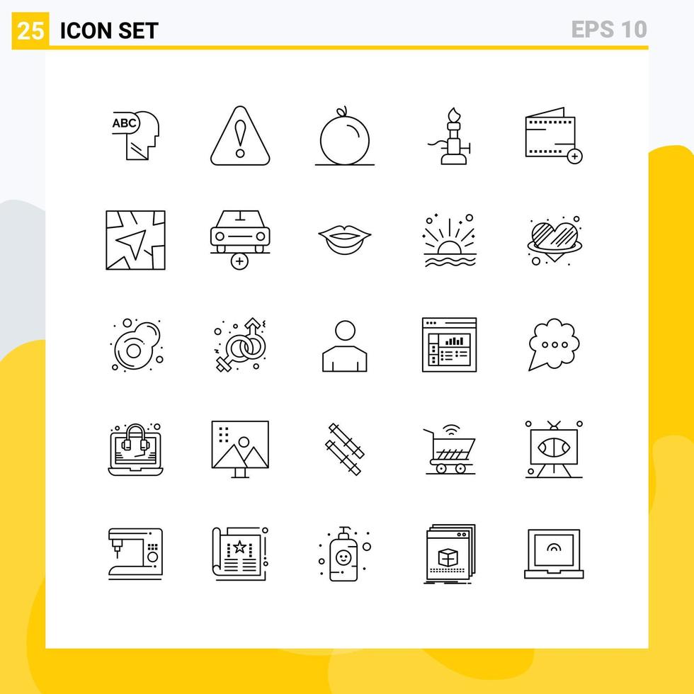 Group of 25 Lines Signs and Symbols for navigation wallet lab e add Editable Vector Design Elements