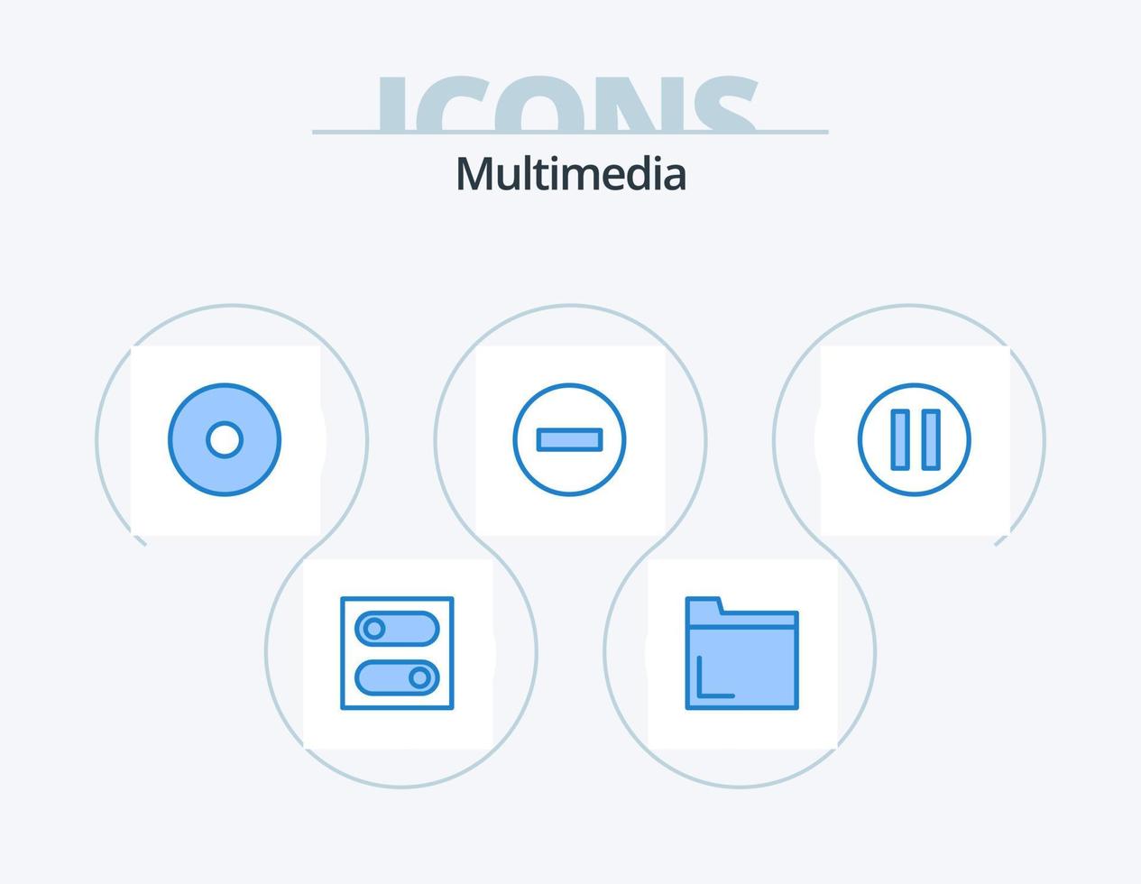 paquete de iconos azul multimedia 5 diseño de iconos. . . borrar. pausa. detener vector