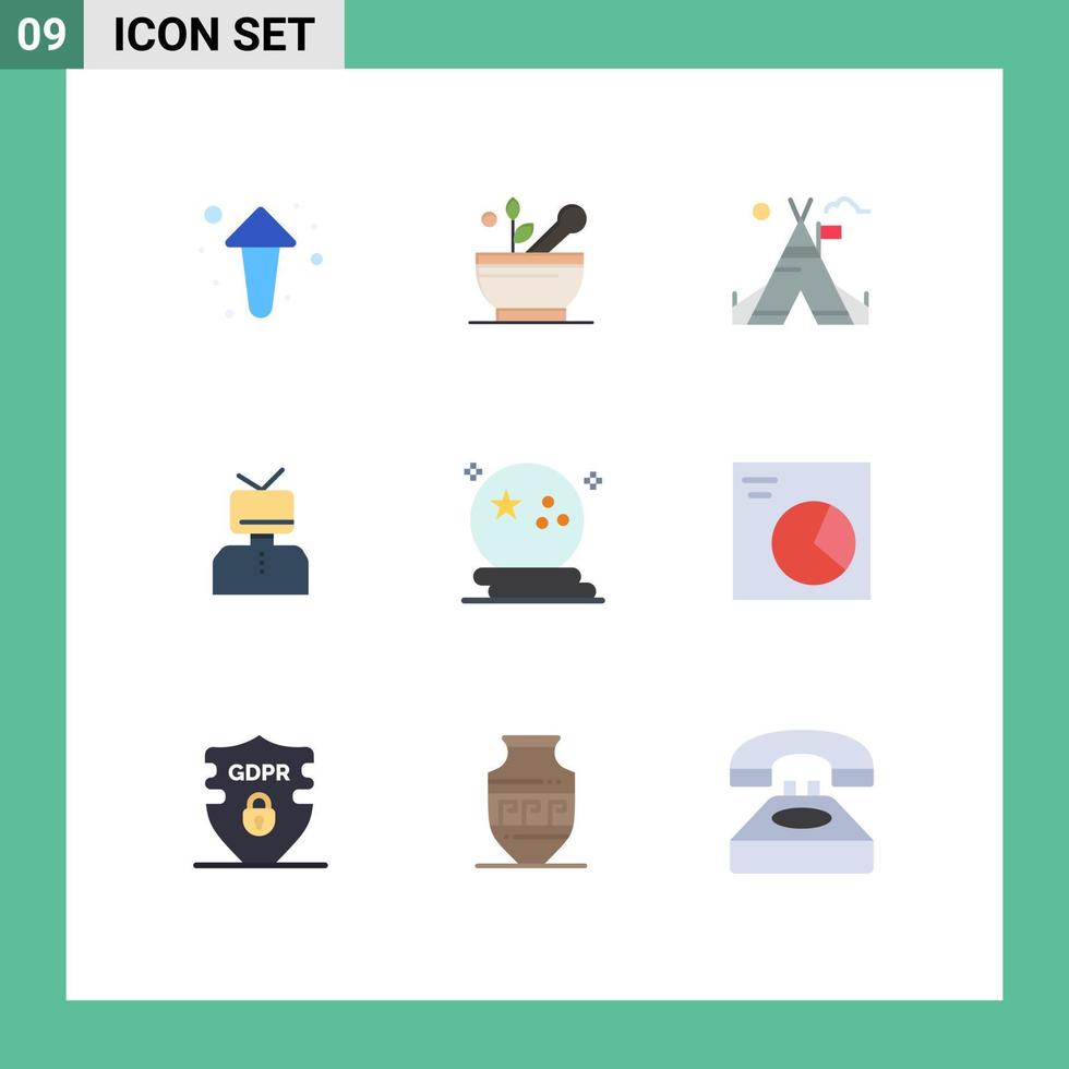 Stock Vector Icon Pack of 9 Line Signs and Symbols for bat happy tent free esteem affirmation Editable Vector Design Elements