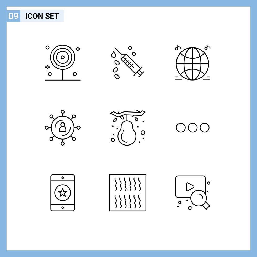 Group of 9 Modern Outlines Set for fall seo world network marketing Editable Vector Design Elements
