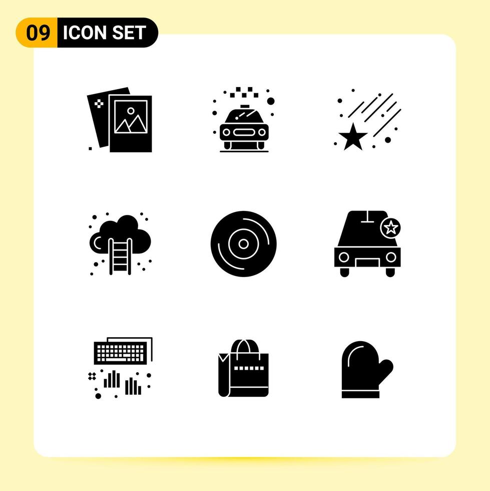 Universal Icon Symbols Group of 9 Modern Solid Glyphs of dj marketing service growth business Editable Vector Design Elements