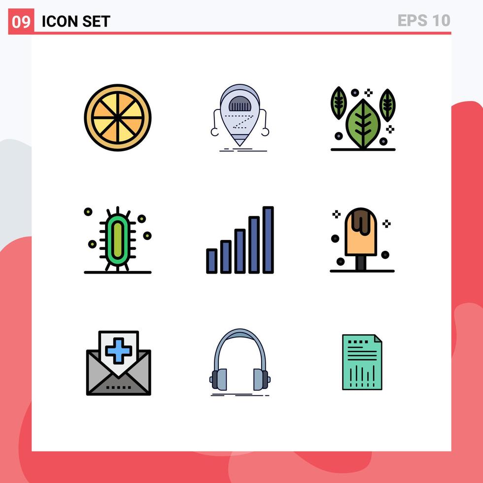 Set of 9 Modern UI Icons Symbols Signs for phone study autumn science experiment Editable Vector Design Elements