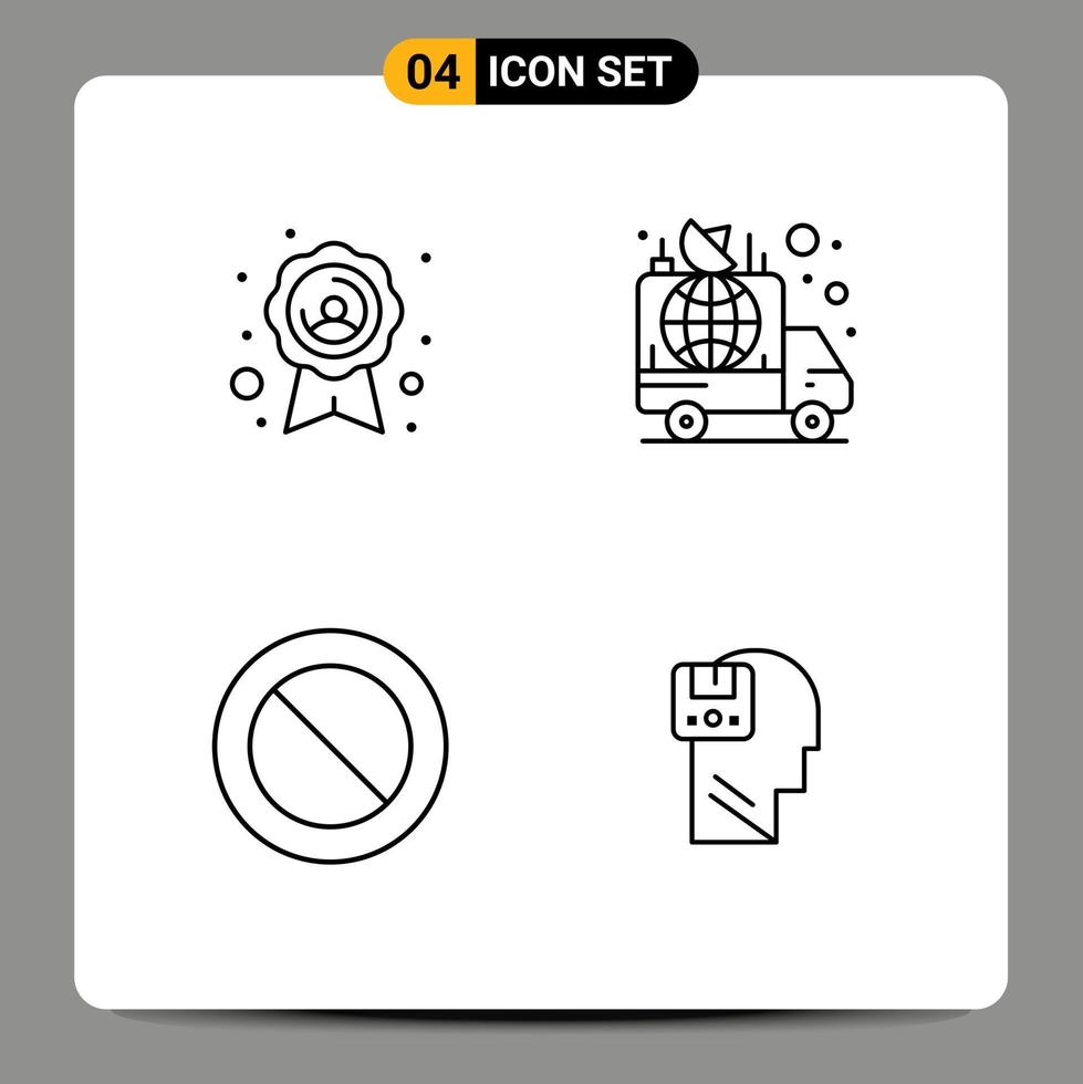 Group of 4 Modern Filledline Flat Colors Set for badge basic advertisement car memory Editable Vector Design Elements