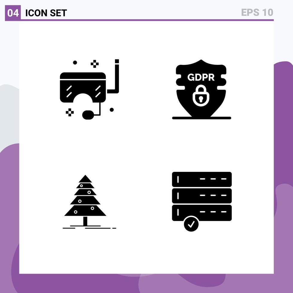 4 Creative Icons Modern Signs and Symbols of goggles tree sea gdpr christmas Editable Vector Design Elements