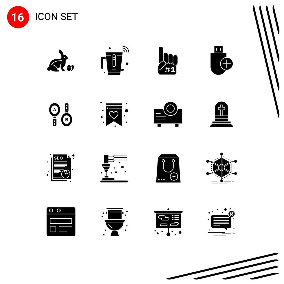 Pictogram Set of 16 Simple Solid Glyphs of stick devices internet computers sport Editable Vector Design Elements