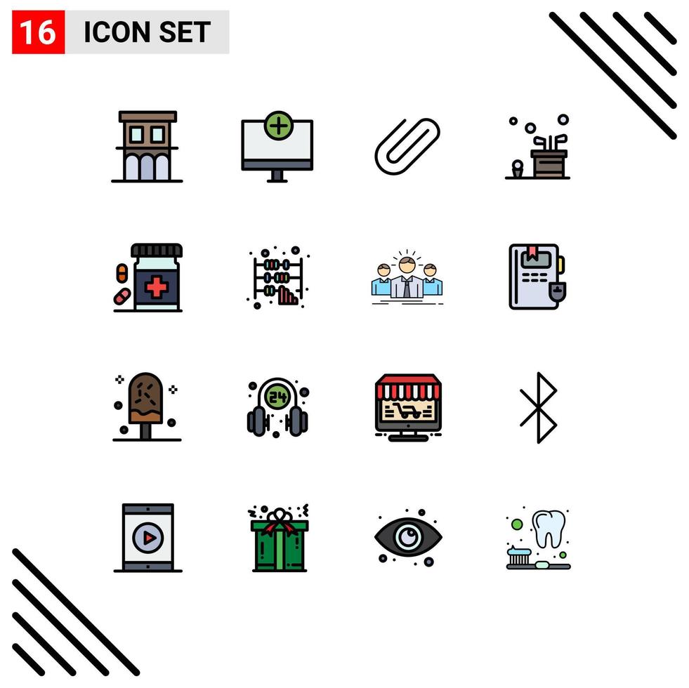 16 User Interface Flat Color Filled Line Pack of modern Signs and Symbols of game caddy gadget bag clip Editable Creative Vector Design Elements