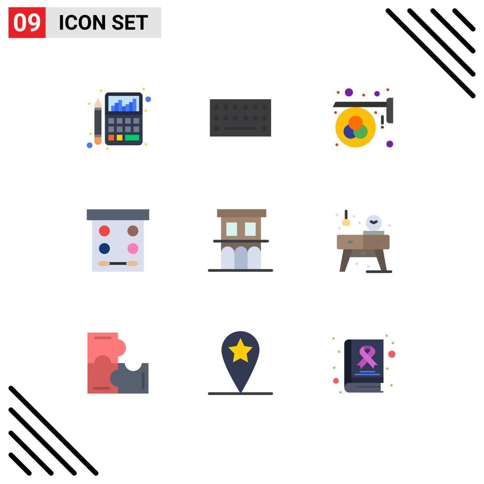 Set of 9 Commercial Flat Colors pack for architecture makeup advertisement eye shadow print Editable Vector Design Elements