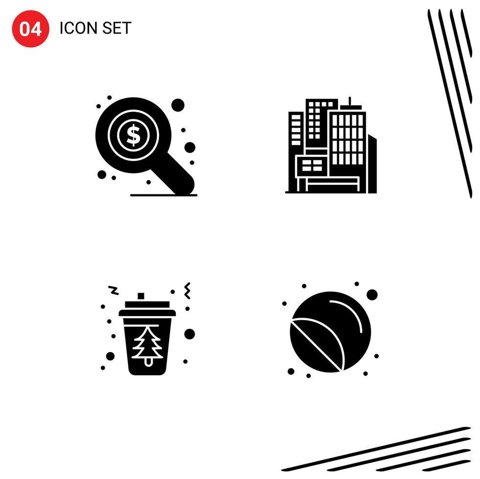 Solid Glyph Pack of 4 Universal Symbols of market hot architecture coffee labels Editable Vector Design Elements