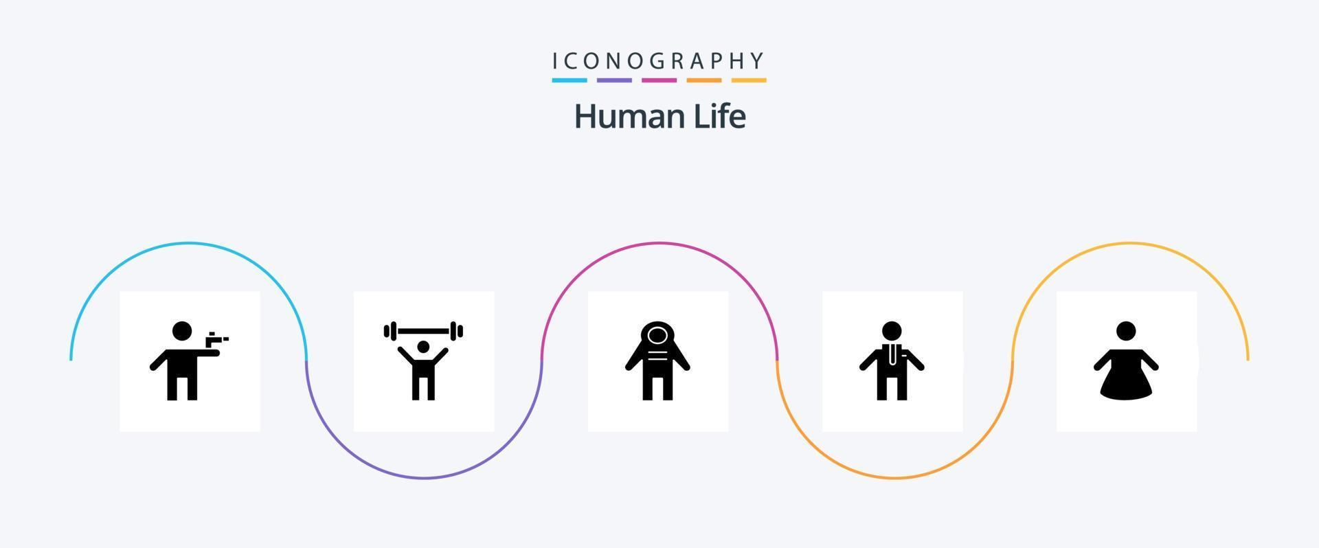 paquete de iconos de glifo humano 5 que incluye . gente. peso. gente. viajero espacial vector