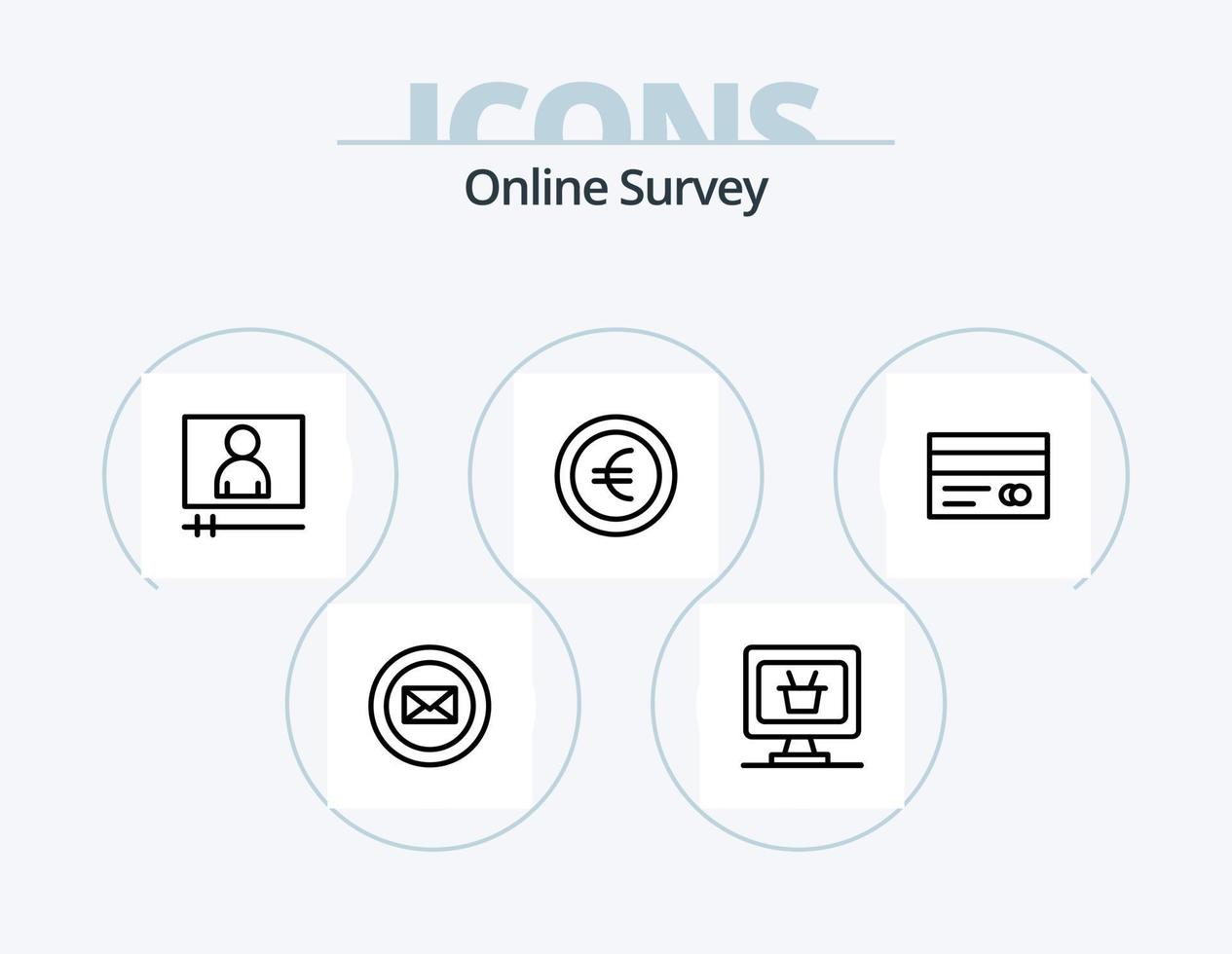 Online Survey Line Icon Pack 5 Icon Design. credit card. card. video player. banking. network vector