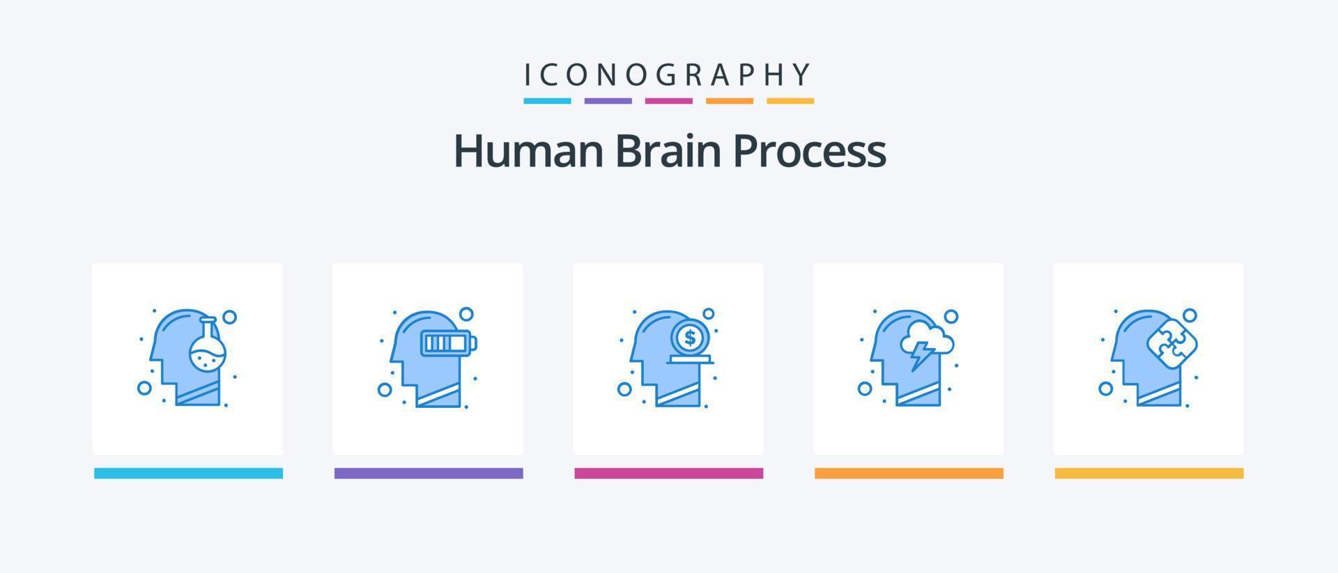 Human Brain Process Blue 5 Icon Pack Including human. cloud. mental. money. human. Creative Icons Design vector