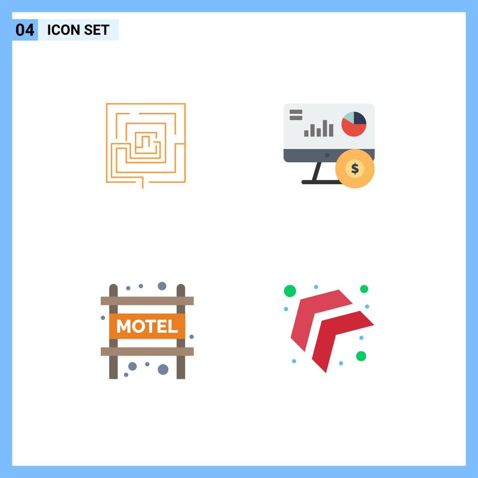 Modern Set of 4 Flat Icons and symbols such as business accommodation pertinent online travel Editable Vector Design Elements