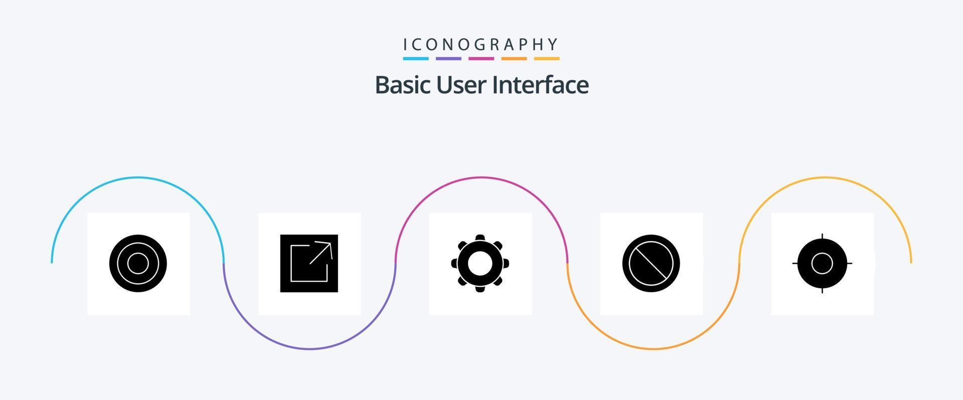 paquete básico de iconos de glifos 5 que incluye elementos esenciales. colocar. básico. prohibición vector