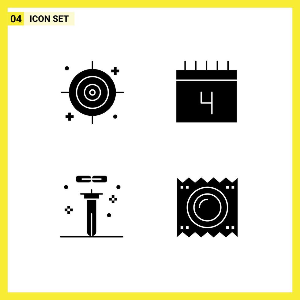 4 Solid Glyph concept for Websites Mobile and Apps business flasks calendar school science Editable Vector Design Elements